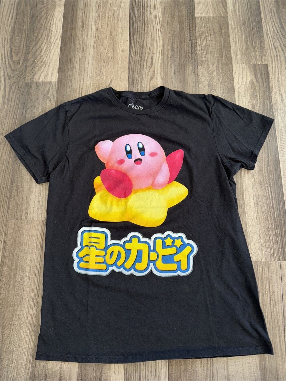 Kirby T-Shirt Black Medium 19x26 Nintendo Video Games